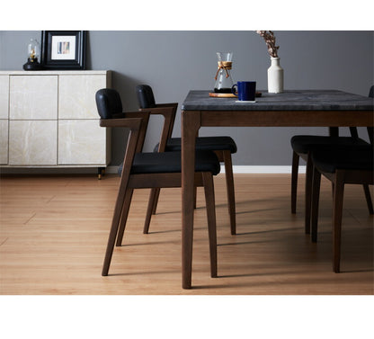 ダイニングセット 4人掛け 大理石調 5点セット 幅160 チェア ダイニングテーブルセット モダン 耐熱 大理石調ダイニングテーブル ハーフアームチェア(代引不可)