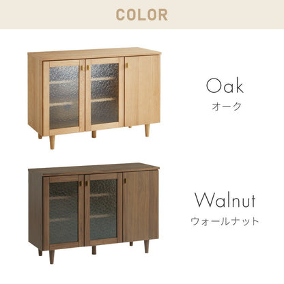 【1000円OFF】キャビネット 幅110cm サイドボード 天然木 脚付き ガラス扉 リビングボード 収納家具 サイドチェスト オーク ウォールナット 木製 リビング ダイニング(代引不可)