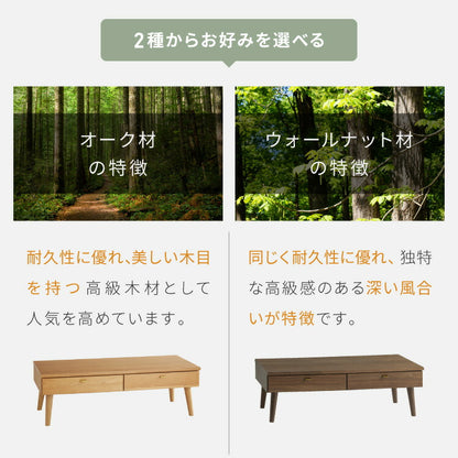 センターテーブル 110×48cm 天然木 木製 4本脚 引き出し付き ローテーブル リビングテーブル テーブル ワンルーム リビング 一人暮らし 新生活 おしゃれ かわいい(代引不可)