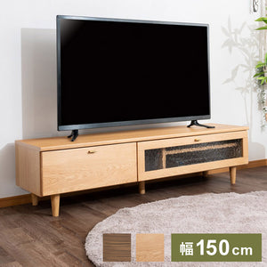 テレビボード 幅150cm 天然木 木製 テレビ台 ガラス扉 引き出し付き リビング DVD収納 レコーダー AV機器収納 TV台 TVボード 一人暮らし 新生活 おしゃれ かわいい(代引不可)