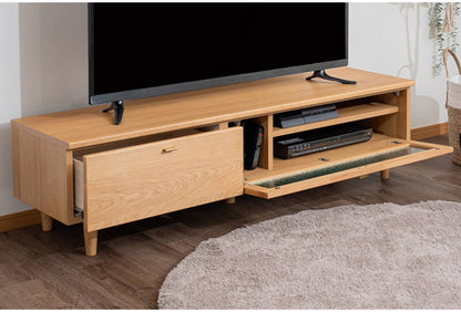 テレビボード 幅150cm 天然木 木製 テレビ台 ガラス扉 引き出し付き リビング DVD収納 レコーダー AV機器収納 TV台 TVボード 一人暮らし 新生活 おしゃれ かわいい(代引不可)