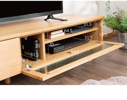 テレビボード 幅150cm 天然木 木製 テレビ台 ガラス扉 引き出し付き リビング DVD収納 レコーダー AV機器収納 TV台 TVボード 一人暮らし 新生活 おしゃれ かわいい(代引不可)