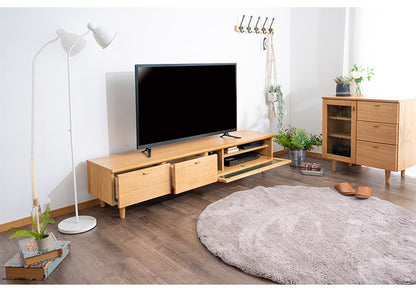 テレビボード 幅180cm 天然木 木製 テレビ台 ガラス扉 引き出し付き リビング DVD収納 レコーダー AV機器収納 TV台 TVボード 一人暮らし 新生活 おしゃれ かわいい(代引不可)