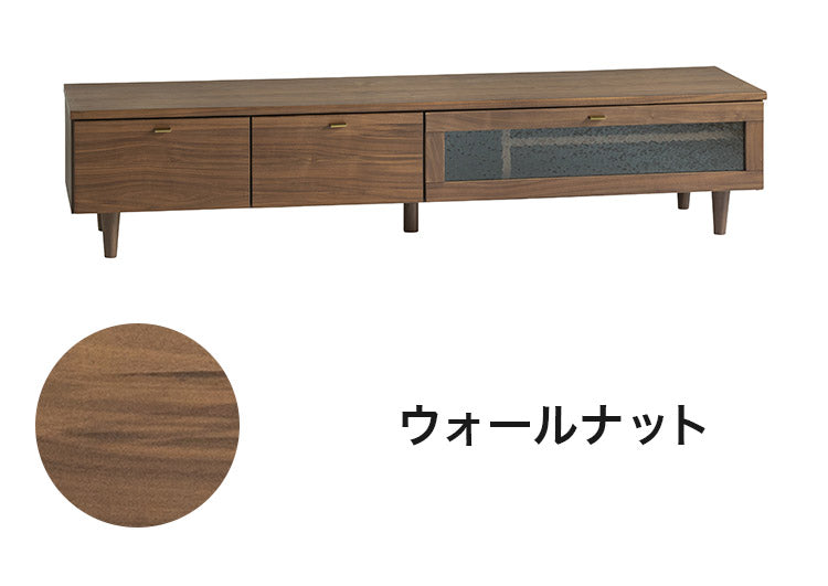 テレビボード 幅180cm 天然木 木製 テレビ台 ガラス扉 引き出し付き
