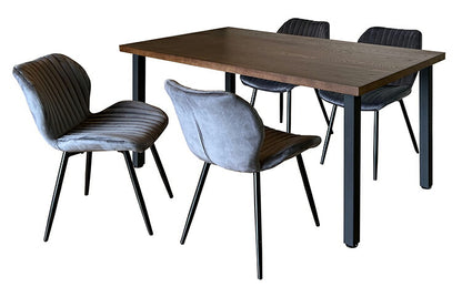 ダイニングテーブル 幅150cm テーブル 4本脚 天然木 アイアン脚 おしゃれ 木目 リビング ダイニング 食卓 机 4人用 4人掛け リビングテーブル カフェテーブル 奥行80cm 高さ70cm 単品 鉄脚(代引不可)