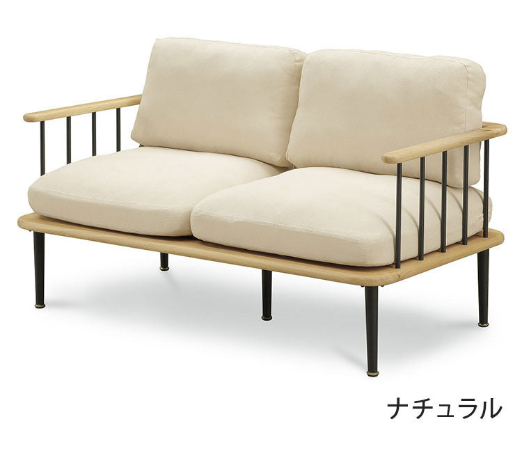 ソファ ソファー 2.5人掛け 2人掛け 幅142 木肘 天然木 無垢材 ナチュラル ブラウン 木製 sofa おしゃれ 北欧 格子 ファブリック アイボリー(代引不可)