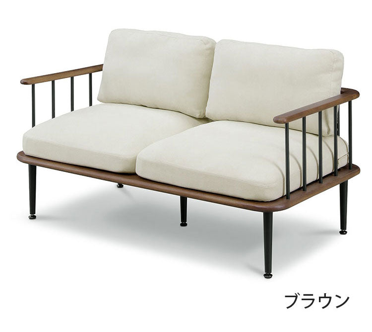 ソファ ソファー 2.5人掛け 2人掛け 幅142 木肘 天然木 無垢材 ナチュラル ブラウン 木製 sofa おしゃれ 北欧 格子 ファブリック アイボリー(代引不可)