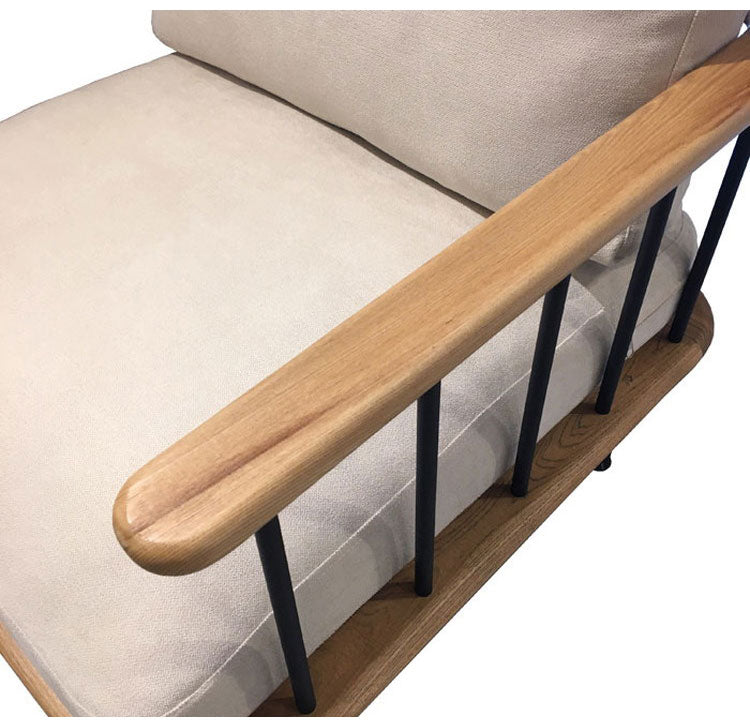 ソファ ソファー 2.5人掛け 2人掛け 幅142 木肘 天然木 無垢材 ナチュラル ブラウン 木製 sofa おしゃれ 北欧 格子 ファブリック アイボリー(代引不可)