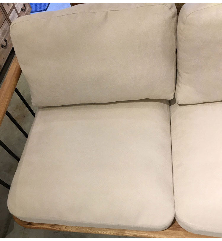 ソファ ソファー 2.5人掛け 2人掛け 幅142 木肘 天然木 無垢材 ナチュラル ブラウン 木製 sofa おしゃれ 北欧 格子 ファブリック アイボリー(代引不可)