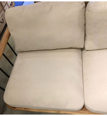 ソファ ソファー 2.5人掛け 2人掛け 幅142 木肘 天然木 無垢材 ナチュラル ブラウン 木製 sofa おしゃれ 北欧 格子 ファブリック アイボリー(代引不可)