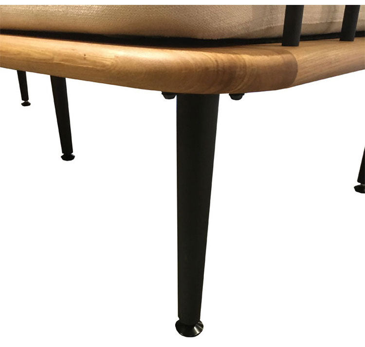 ソファ ソファー 2.5人掛け 2人掛け 幅142 木肘 天然木 無垢材 ナチュラル ブラウン 木製 sofa おしゃれ 北欧 格子 ファブリック アイボリー(代引不可)