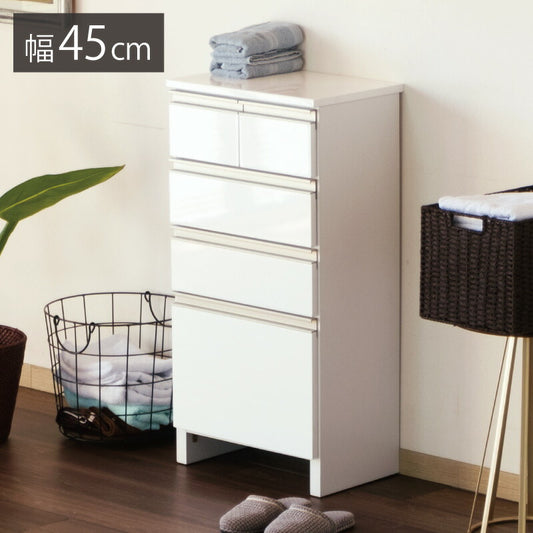 一生紀 サニタリーチェスト 完成品 4段 幅45 奥行30 高さ90 LILIA ランドリーチェスト 鏡面 ホワイト 白 スリム ランドリーラック ISSEIKI おしゃれ(代引不可)