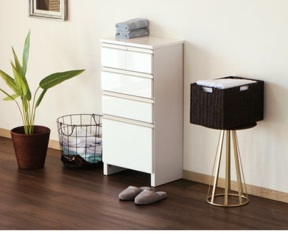 一生紀 サニタリーチェスト 完成品 4段 幅45 奥行30 高さ90 LILIA ランドリーチェスト 鏡面 ホワイト 白 スリム ランドリーラック ISSEIKI おしゃれ(代引不可)