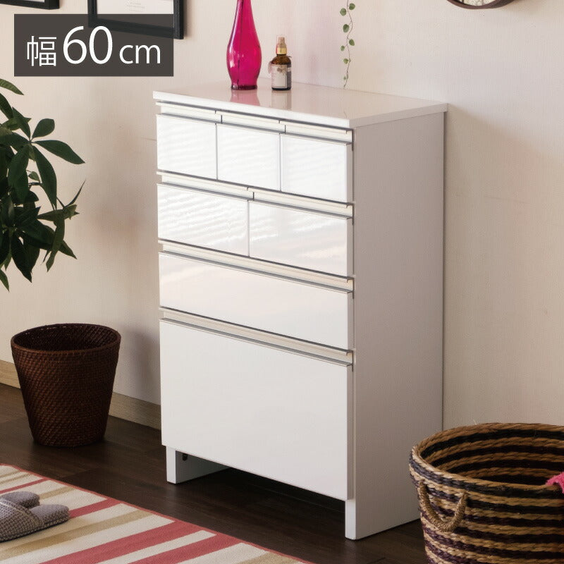一生紀 サニタリーチェスト 完成品 4段 幅60 奥行30 高さ90 LILIA ランドリーチェスト 鏡面 ホワイト 白 スリム ランドリーラック ISSEIKI おしゃれ(代引不可)