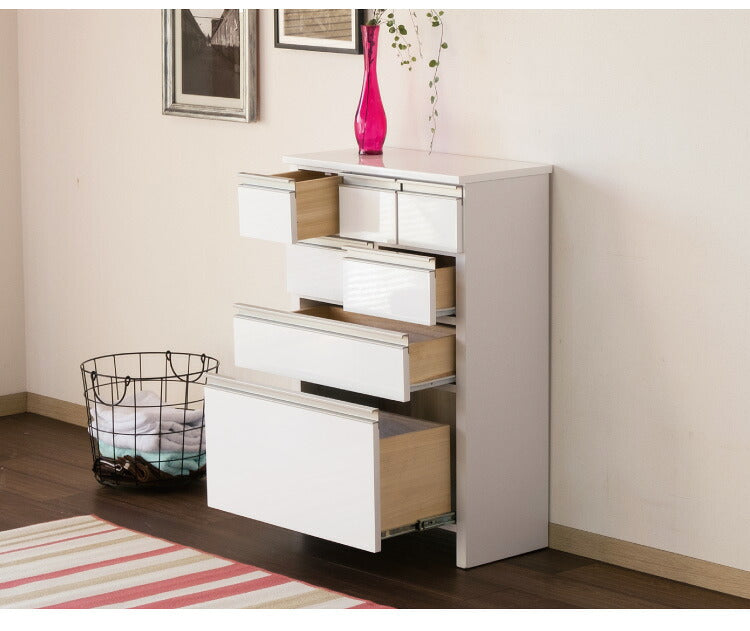 一生紀 サニタリーチェスト 完成品 4段 幅60 奥行30 高さ90 LILIA ランドリーチェスト 鏡面 ホワイト 白 スリム ランドリーラック ISSEIKI おしゃれ(代引不可)