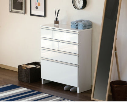 一生紀 サニタリーチェスト 完成品 4段 幅75 奥行30 高さ90 LILIA ランドリーチェスト 鏡面 ホワイト 白 ワイド ランドリーラック ISSEIKI おしゃれ(代引不可)