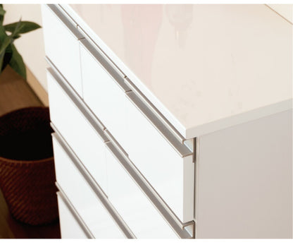 一生紀 サニタリーチェスト 完成品 4段 幅75 奥行30 高さ90 LILIA ランドリーチェスト 鏡面 ホワイト 白 ワイド ランドリーラック ISSEIKI おしゃれ(代引不可)