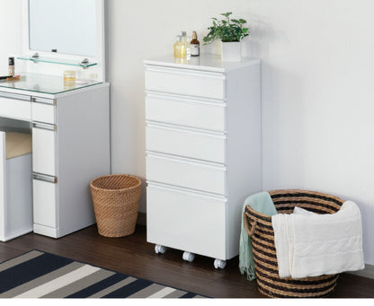 一生紀 サニタリーチェスト 完成品 幅45 奥行30 高さ90 DRITTO キャスター付き ランドリーチェスト 鏡面 ホワイト 白 スリム ランドリーラック ISSEIKI おしゃれ(代引不可)