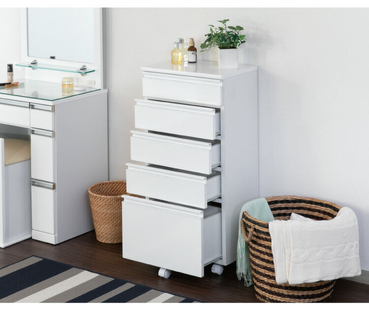 一生紀 サニタリーチェスト 完成品 幅45 奥行30 高さ90 DRITTO キャスター付き ランドリーチェスト 鏡面 ホワイト 白 スリム ランドリーラック ISSEIKI おしゃれ(代引不可)