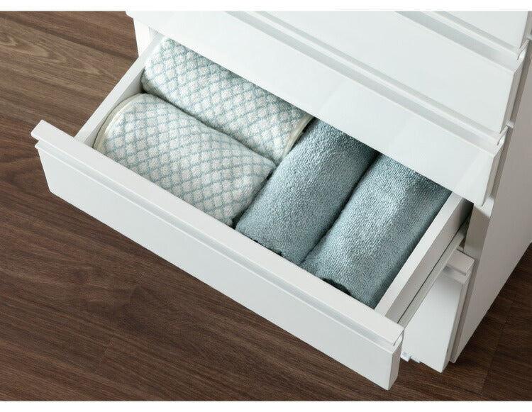 一生紀 サニタリーチェスト 完成品 幅45 奥行30 高さ90 DRITTO キャスター付き ランドリーチェスト 鏡面 ホワイト 白 スリム ランドリーラック ISSEIKI おしゃれ(代引不可)