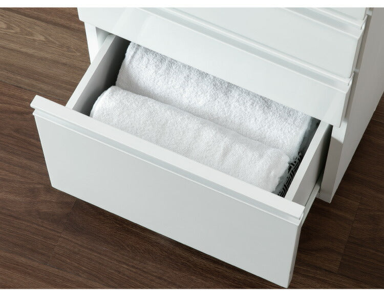 一生紀 サニタリーチェスト 完成品 幅45 奥行30 高さ90 DRITTO キャスター付き ランドリーチェスト 鏡面 ホワイト 白 スリム ランドリーラック ISSEIKI おしゃれ(代引不可)