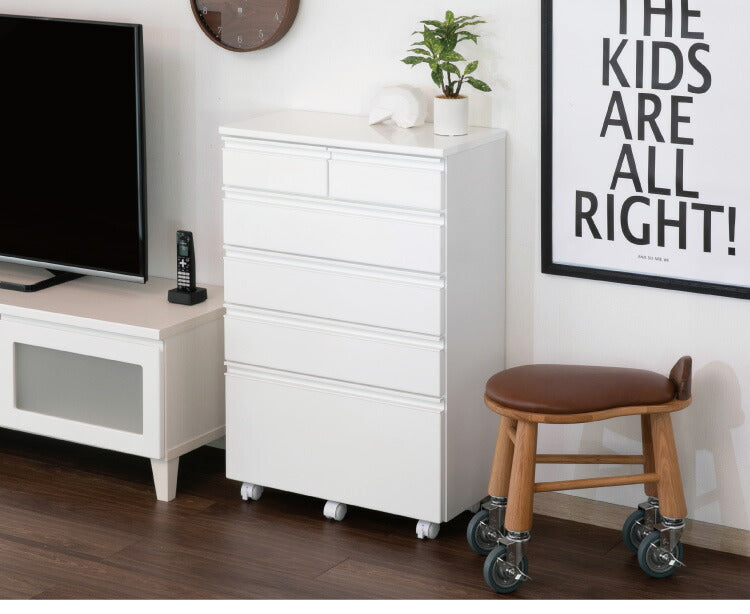 一生紀 サニタリーチェスト 完成品 幅60 奥行30 高さ90 DRITTO キャスター付き ランドリーチェスト 鏡面 ホワイト 白 スリム ランドリーラック ISSEIKI おしゃれ(代引不可)