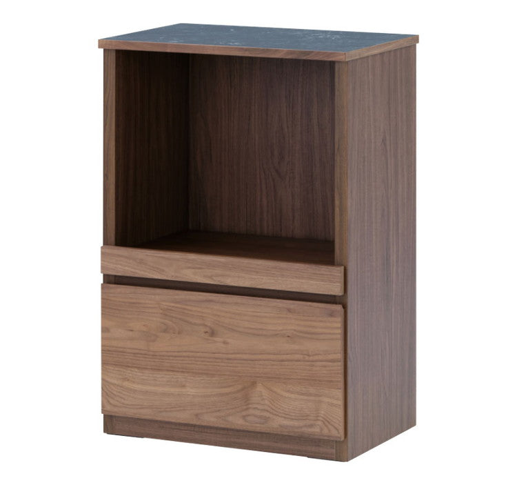 一生紀 AULIA レンジ台 完成品 組み合わせキッチン収納 メラミン 大理石柄 ウォルナット オイル仕上げ フルスライドレール スライド棚 レンジラック コンパクト 北欧 モダン ISSEIKI(代引不可)