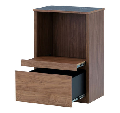 一生紀 AULIA レンジ台 完成品 組み合わせキッチン収納 メラミン 大理石柄 ウォルナット オイル仕上げ フルスライドレール スライド棚 レンジラック コンパクト 北欧 モダン ISSEIKI(代引不可)