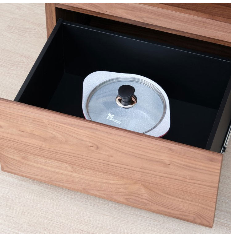 一生紀 AULIA レンジ台 完成品 組み合わせキッチン収納 メラミン 大理石柄 ウォルナット オイル仕上げ フルスライドレール スライド棚 レンジラック コンパクト 北欧 モダン ISSEIKI(代引不可)