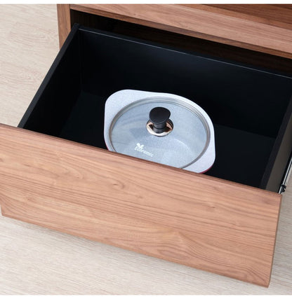 一生紀 AULIA レンジ台 完成品 組み合わせキッチン収納 メラミン 大理石柄 ウォルナット オイル仕上げ フルスライドレール スライド棚 レンジラック コンパクト 北欧 モダン ISSEIKI(代引不可)