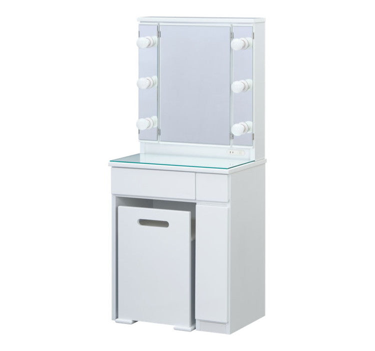 一生紀 女優ドレッサー 幅60 完成品 ledライト付き 3面鏡 egal dresser スツール付き 大容量 収納 棚 引き出し 白 ホワイト 化粧台 鏡台 シンプル 北欧 おしゃれ isseiki(代引不可)