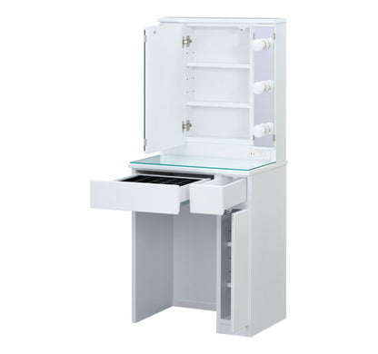 一生紀 女優ドレッサー 幅60 完成品 ledライト付き 3面鏡 egal dresser スツール付き 大容量 収納 棚 引き出し 白 ホワイト 化粧台 鏡台 シンプル 北欧 おしゃれ isseiki(代引不可)