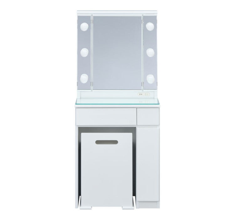 一生紀 女優ドレッサー 幅60 完成品 ledライト付き 3面鏡 egal dresser スツール付き 大容量 収納 棚 引き出し 白 ホワイト 化粧台 鏡台 シンプル 北欧 おしゃれ isseiki(代引不可)