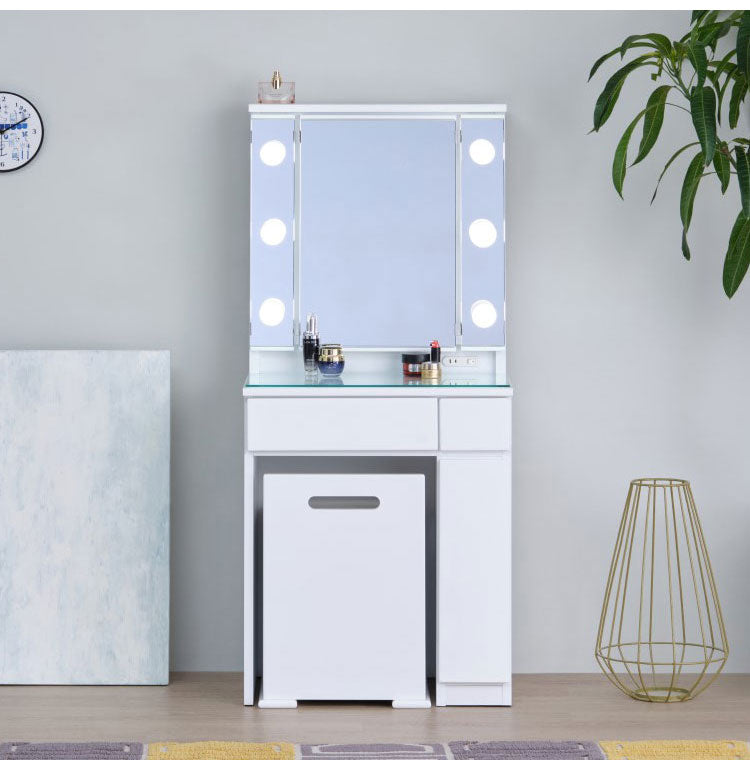 一生紀 女優ドレッサー 幅60 完成品 ledライト付き 3面鏡 egal dresser スツール付き 大容量 収納 棚 引き出し 白 ホワイト 化粧台 鏡台 シンプル 北欧 おしゃれ isseiki(代引不可)