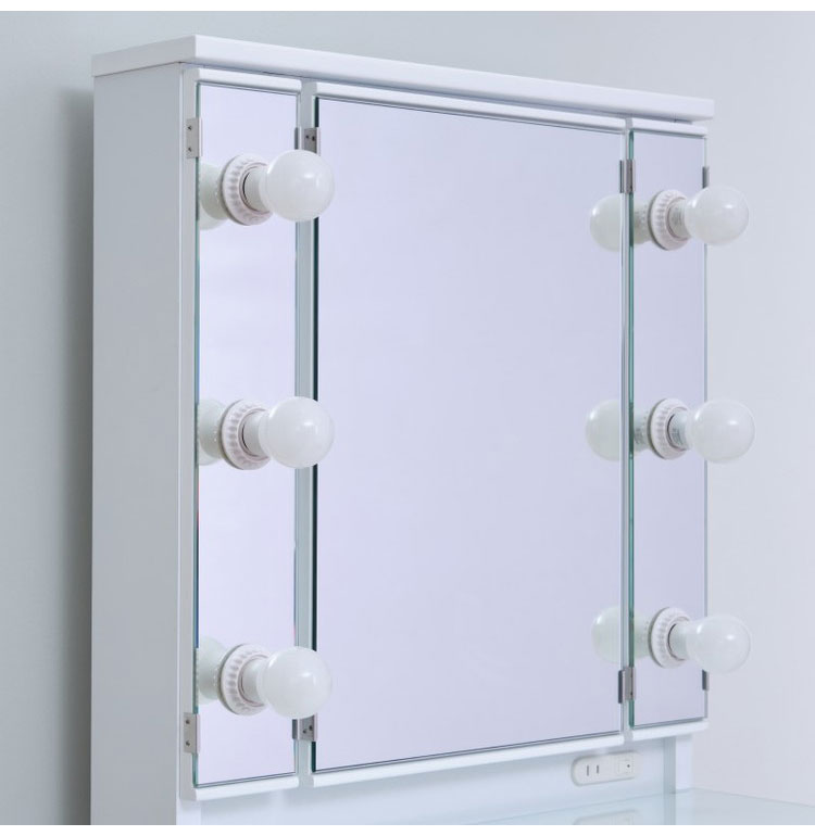 一生紀 女優ドレッサー 幅60 完成品 ledライト付き 3面鏡 egal dresser スツール付き 大容量 収納 棚 引き出し 白 ホワイト 化粧台 鏡台 シンプル 北欧 おしゃれ isseiki(代引不可)