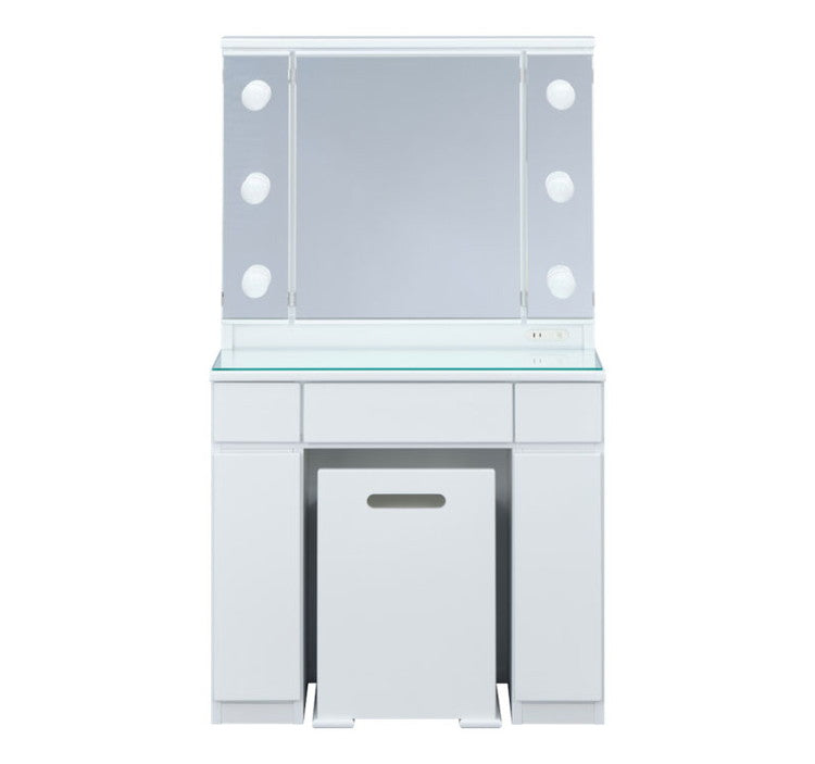 一生紀 女優ドレッサー 幅80 完成品 ledライト付き 3面鏡 egal dresser スツール付き 大容量 収納 棚 引き出し 白 ホワイト 化粧台 鏡台 シンプル 北欧 おしゃれ isseiki(代引不可)