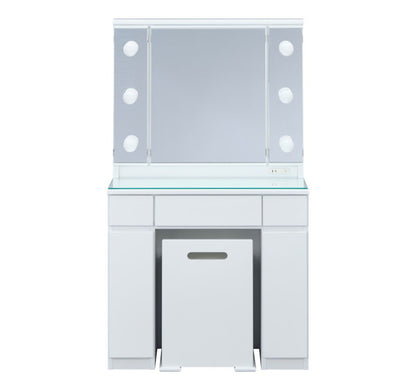 一生紀 女優ドレッサー 幅80 完成品 ledライト付き 3面鏡 egal dresser スツール付き 大容量 収納 棚 引き出し 白 ホワイト 化粧台 鏡台 シンプル 北欧 おしゃれ isseiki(代引不可)