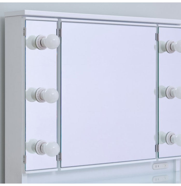 一生紀 女優ドレッサー 幅80 完成品 ledライト付き 3面鏡 egal dresser スツール付き 大容量 収納 棚 引き出し 白 ホワイト 化粧台 鏡台 シンプル 北欧 おしゃれ isseiki(代引不可)