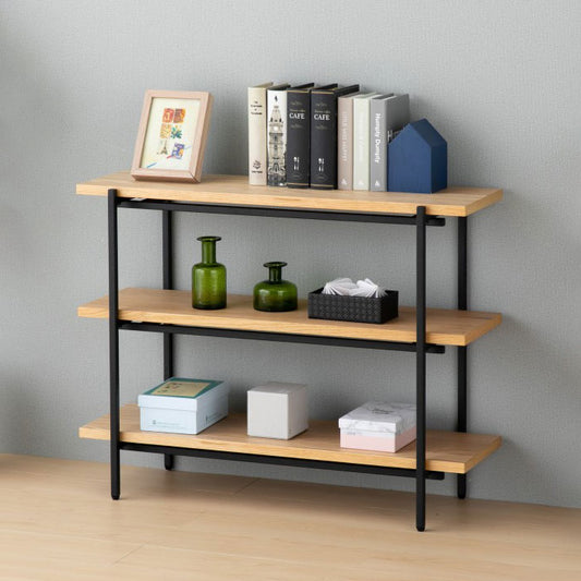 一生紀 ラック 完成品 3段 幅90 PUSTA オーク材 オイル仕上げ おしゃれ シェルフ オープンラック カウンター下収納 高さ70 棚 ヴィンテージ シンプル ディスプレイラック 北欧 ISSEIKI(代引不可)