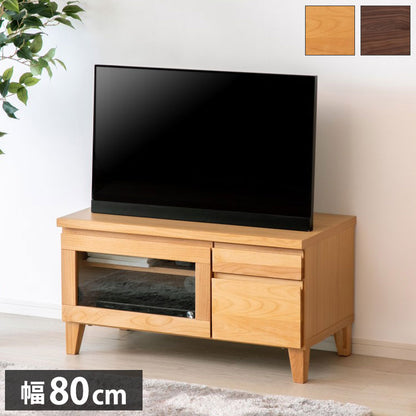 一生紀 テレビ台 完成品 幅80 FLOCK 天然木 オイル仕上げ テレビボード ローボード TV台 TVボード 扉 引き出し 収納 配線コード穴 レトロモダン 北欧 おしゃれ ISSEIKI(代引不可)