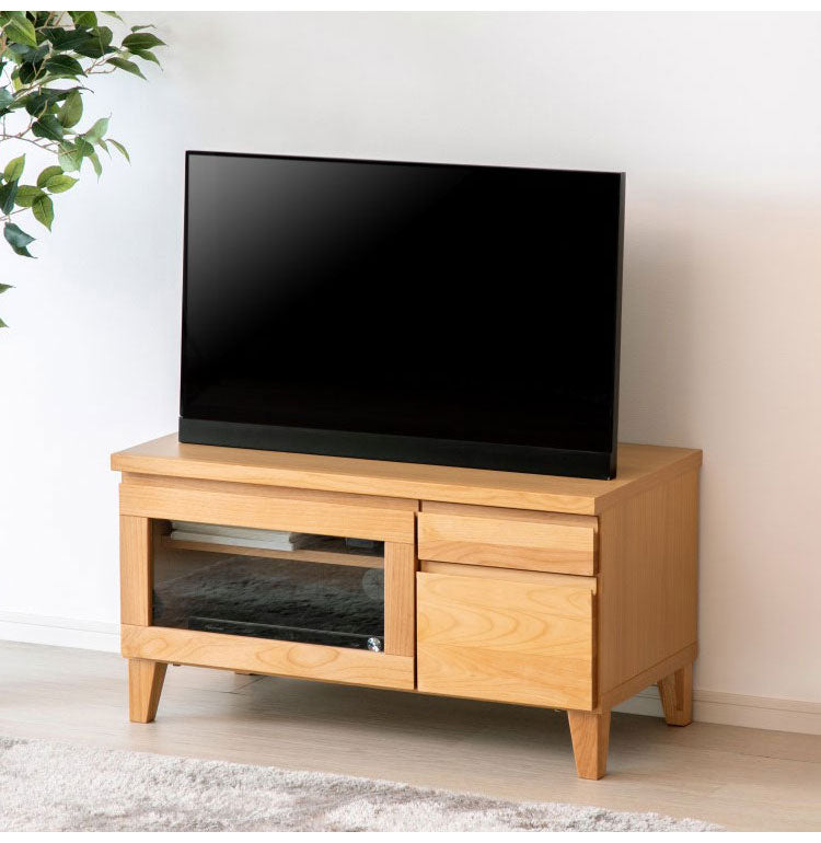 一生紀 テレビ台 完成品 幅80 FLOCK 天然木 オイル仕上げ テレビボード ローボード TV台 TVボード 扉 引き出し 収納 配線コード穴 レトロモダン 北欧 おしゃれ ISSEIKI(代引不可)