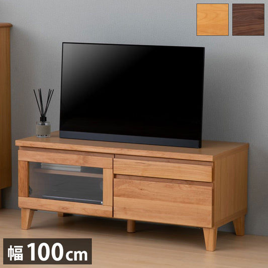 一生紀 テレビ台 完成品 幅100 FLOCK 天然木 オイル仕上げ テレビボード ローボード TV台 TVボード 扉 引き出し 収納 配線コード穴 レトロモダン 北欧 おしゃれ ISSEIKI(代引不可)