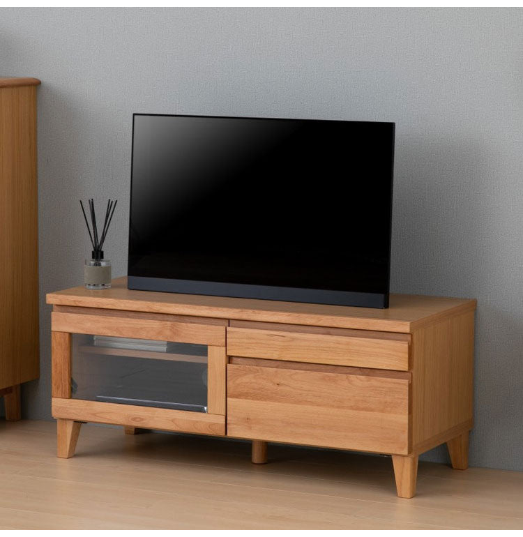 一生紀 テレビ台 完成品 幅100 FLOCK 天然木 オイル仕上げ テレビボード ローボード TV台 TVボード 扉 引き出し 収納 配線コード穴 レトロモダン 北欧 おしゃれ ISSEIKI(代引不可)