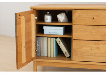 一生紀 キャビネット 幅80 FORTO 完成品 フォルト アルダー無垢材 ルーター収納 モデム収納 リビングボード オイル仕上げ 脚付き タンス 箪笥 扉 収納 天然木 無垢 北欧 ISSEIKI おしゃれ(代引不可)