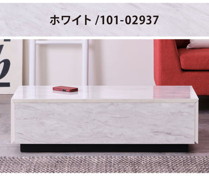 一生紀 センターテーブル 幅105 大理石調 STAN 大容量収納付き 引き出し2杯 ローテーブル マーブル調 ストーン柄 韓国インテリア 白 モノトーン モダン おしゃれ ISSEIKI(代引不可)