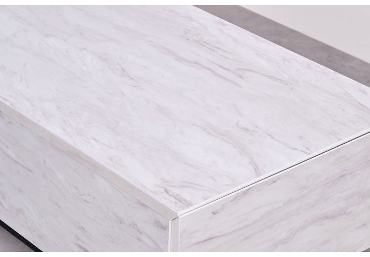 一生紀 センターテーブル 幅105 大理石調 STAN 大容量収納付き 引き出し2杯 ローテーブル マーブル調 ストーン柄 韓国インテリア 白 モノトーン モダン おしゃれ ISSEIKI(代引不可)