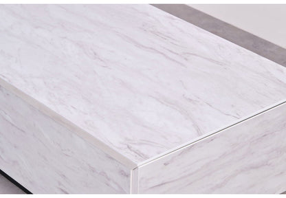 一生紀 センターテーブル 幅105 大理石調 STAN 大容量収納付き 引き出し2杯 ローテーブル マーブル調 ストーン柄 韓国インテリア 白 モノトーン モダン おしゃれ ISSEIKI(代引不可)