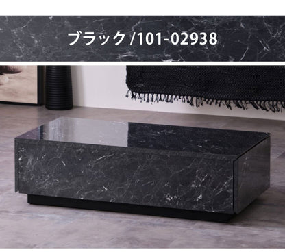 一生紀 センターテーブル 幅105 大理石調 STAN 大容量収納付き 引き出し2杯 ローテーブル マーブル調 ストーン柄 韓国インテリア 白 モノトーン モダン おしゃれ ISSEIKI(代引不可)