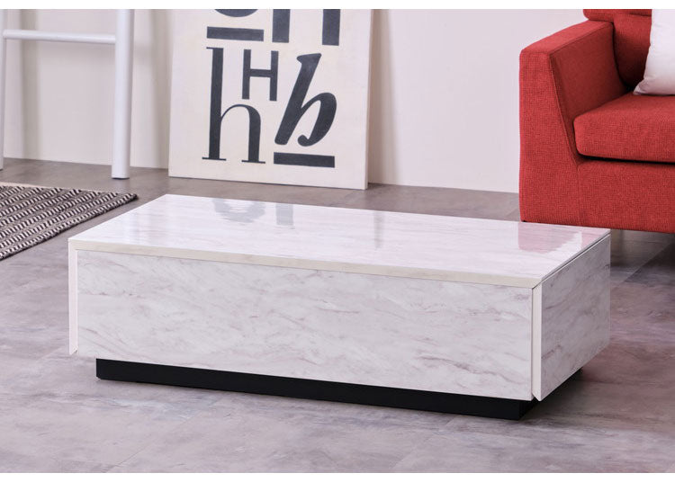 一生紀 センターテーブル 幅105 大理石調 STAN 大容量収納付き 引き出し2杯 ローテーブル マーブル調 ストーン柄 韓国インテリア 白 モノトーン モダン おしゃれ ISSEIKI(代引不可)