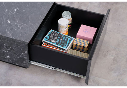 一生紀 センターテーブル 幅105 大理石調 STAN 大容量収納付き 引き出し2杯 ローテーブル マーブル調 ストーン柄 韓国インテリア 白 モノトーン モダン おしゃれ ISSEIKI(代引不可)